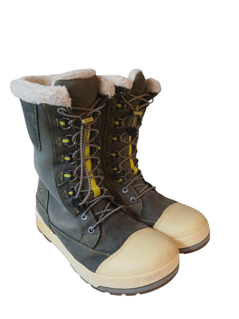 Keen Snow Rover green lined leather and canvas winter boots mens size 9.5